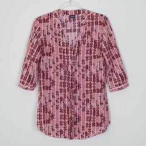 Patagonia Womens Sedum Organic Cotton Pullover‎ Tunic Top Size 8 3/4 Sleeve Boho